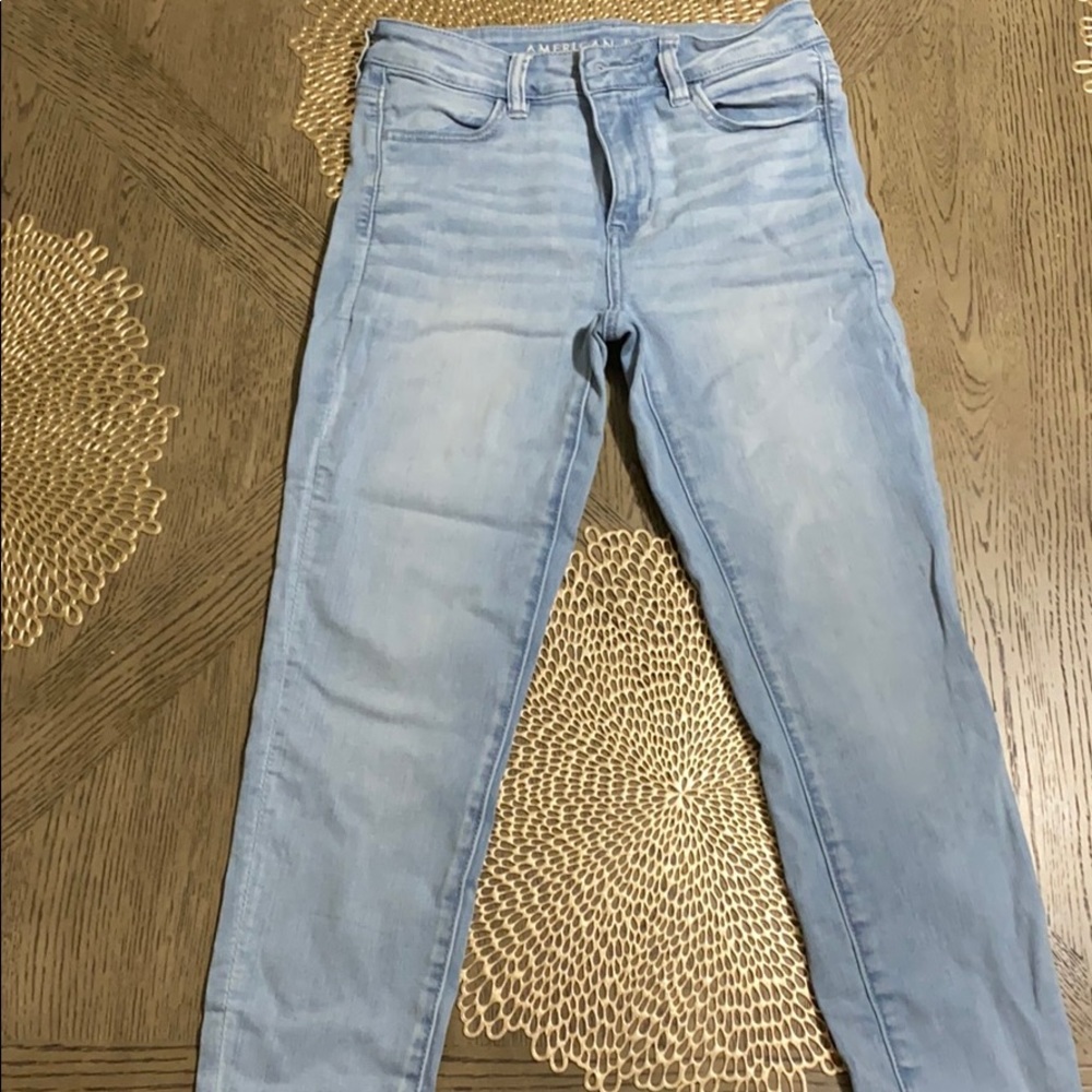 Light wash blue jeans
